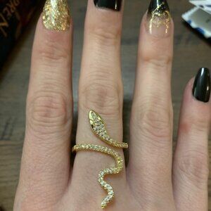 Neiman Marcus 18K Gold Plated Rhinestone Snake Ring